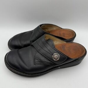 Finn Comfort Leather Clogs Comfort Slides Adjustable Black Size 38‎ US 7.5-8